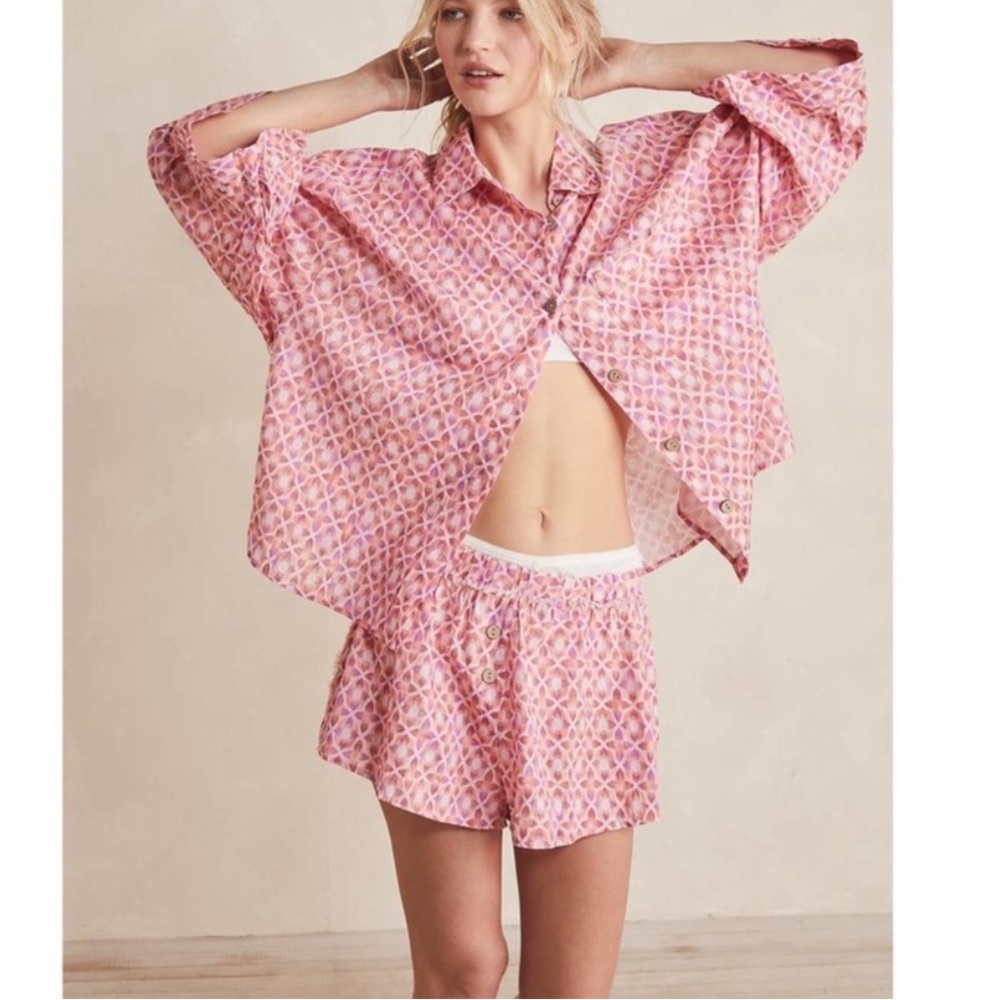 Free People Intimately Cotton Linen Daydreamer Lounge PJ Set